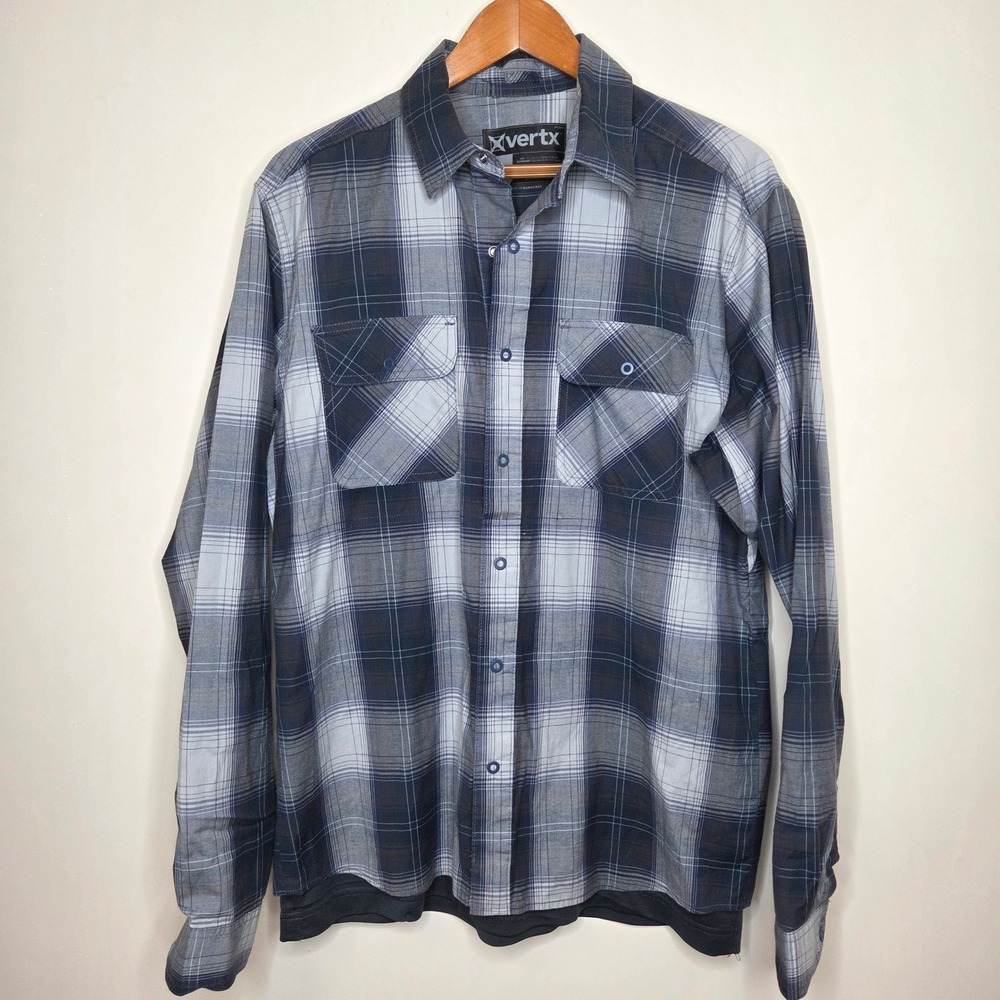 Vertx Guardian Mens Large Blue Plaid Tactical Long Sleeve Shirt Large